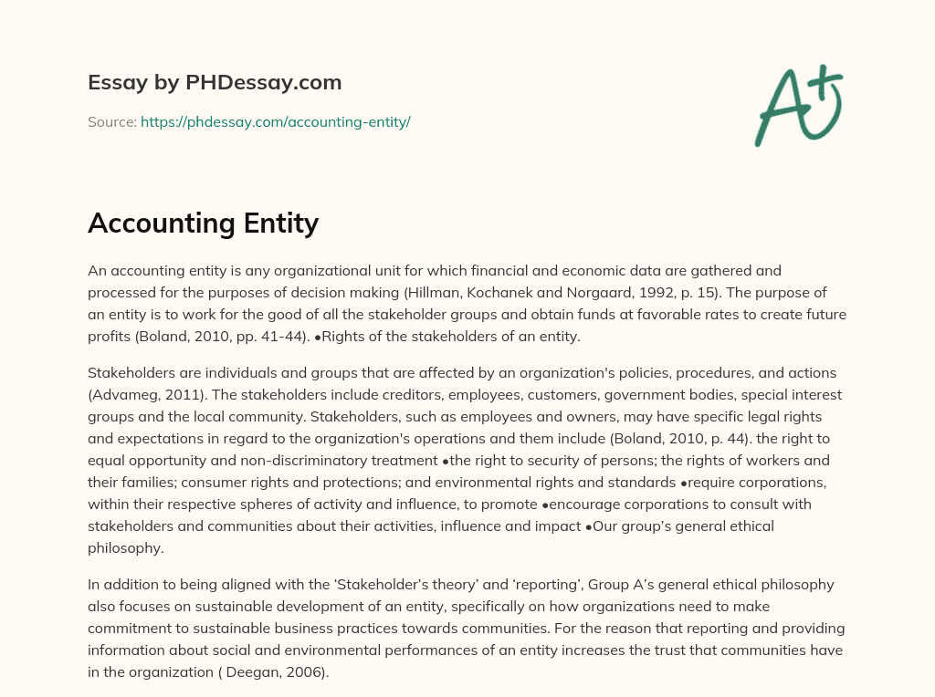 Accounting Entity essay