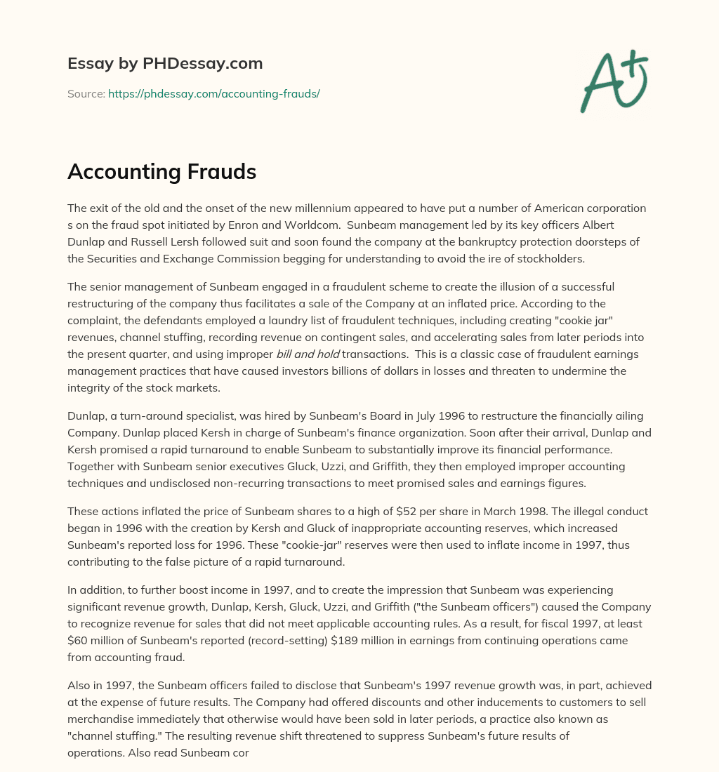 Accounting Frauds essay