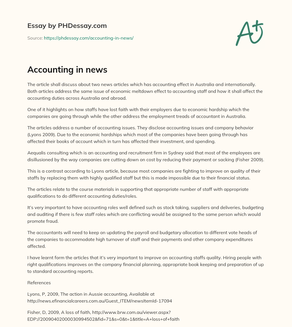 Accounting in news essay