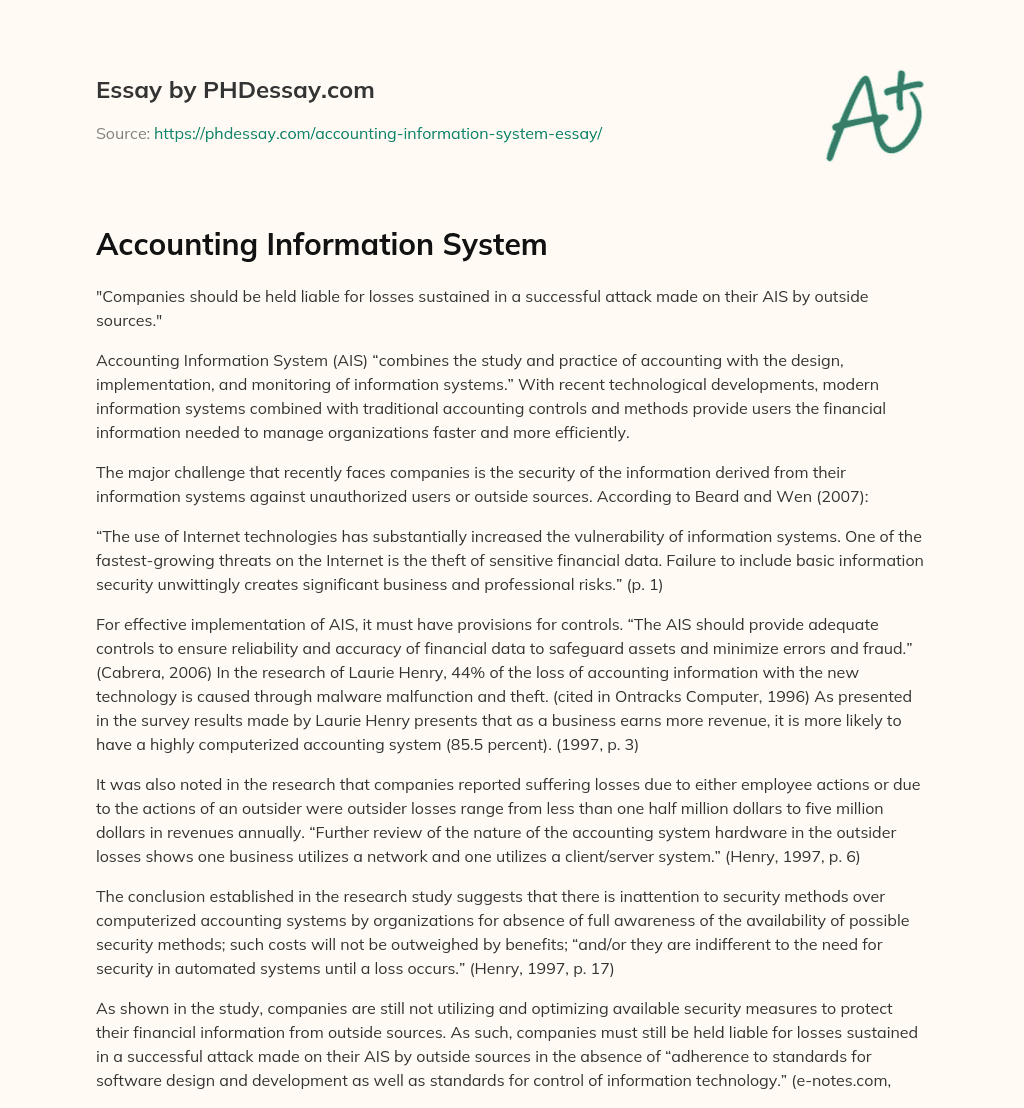 thesis about accounting information system