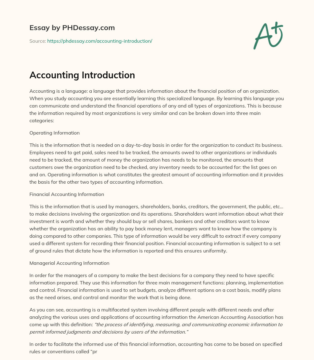 accounting essay introduction examples