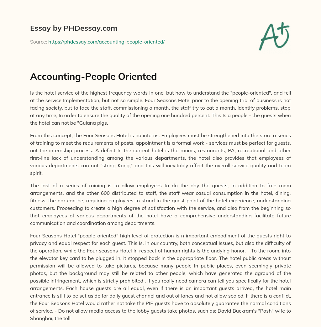 Accounting-People Oriented essay