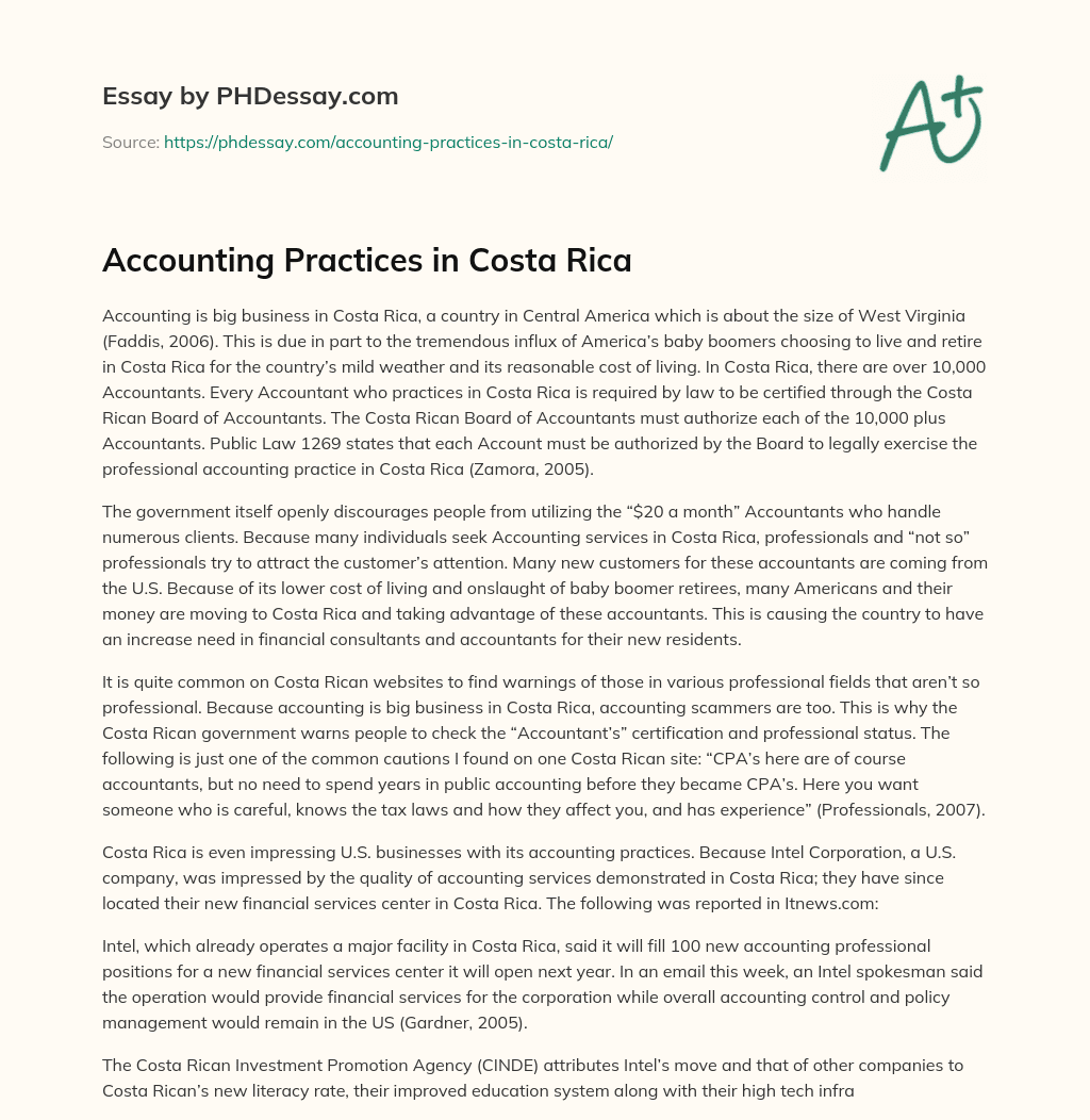 Accounting Practices in Costa Rica essay