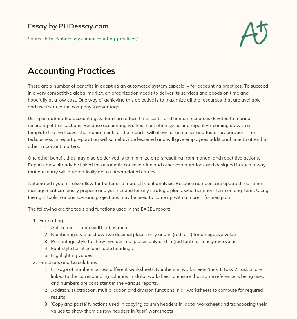 Accounting Practices essay