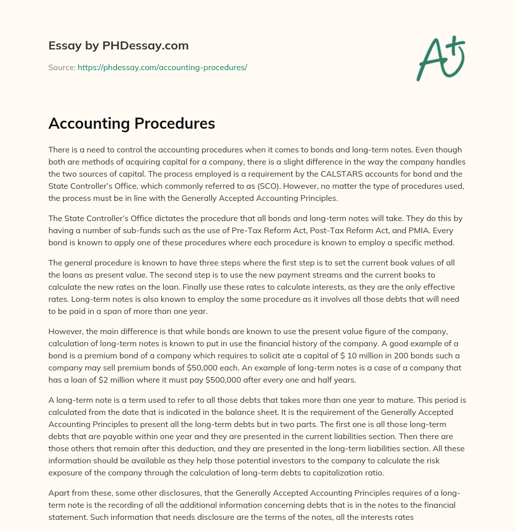 Accounting Procedures essay