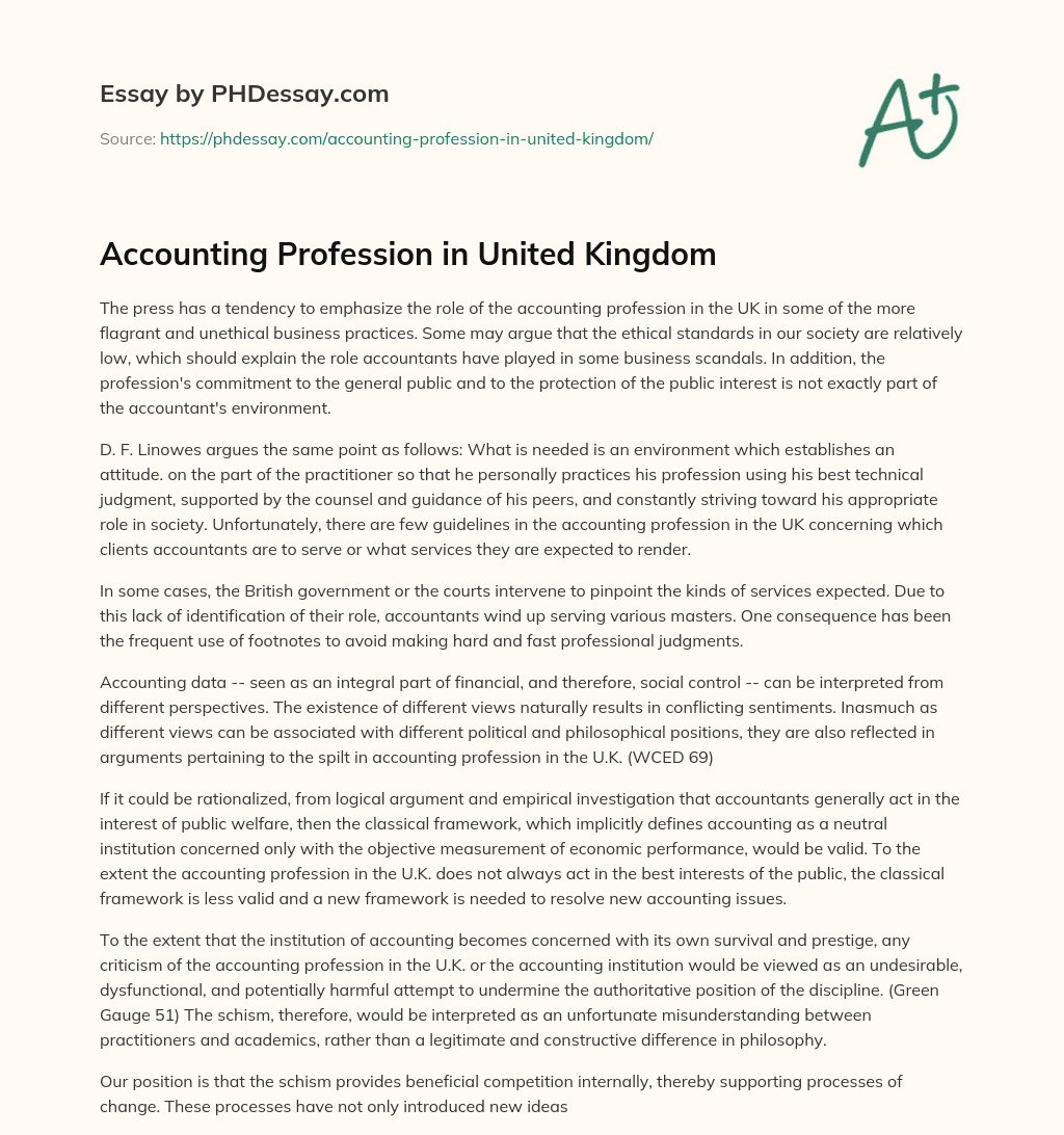 Accounting Profession in United Kingdom essay