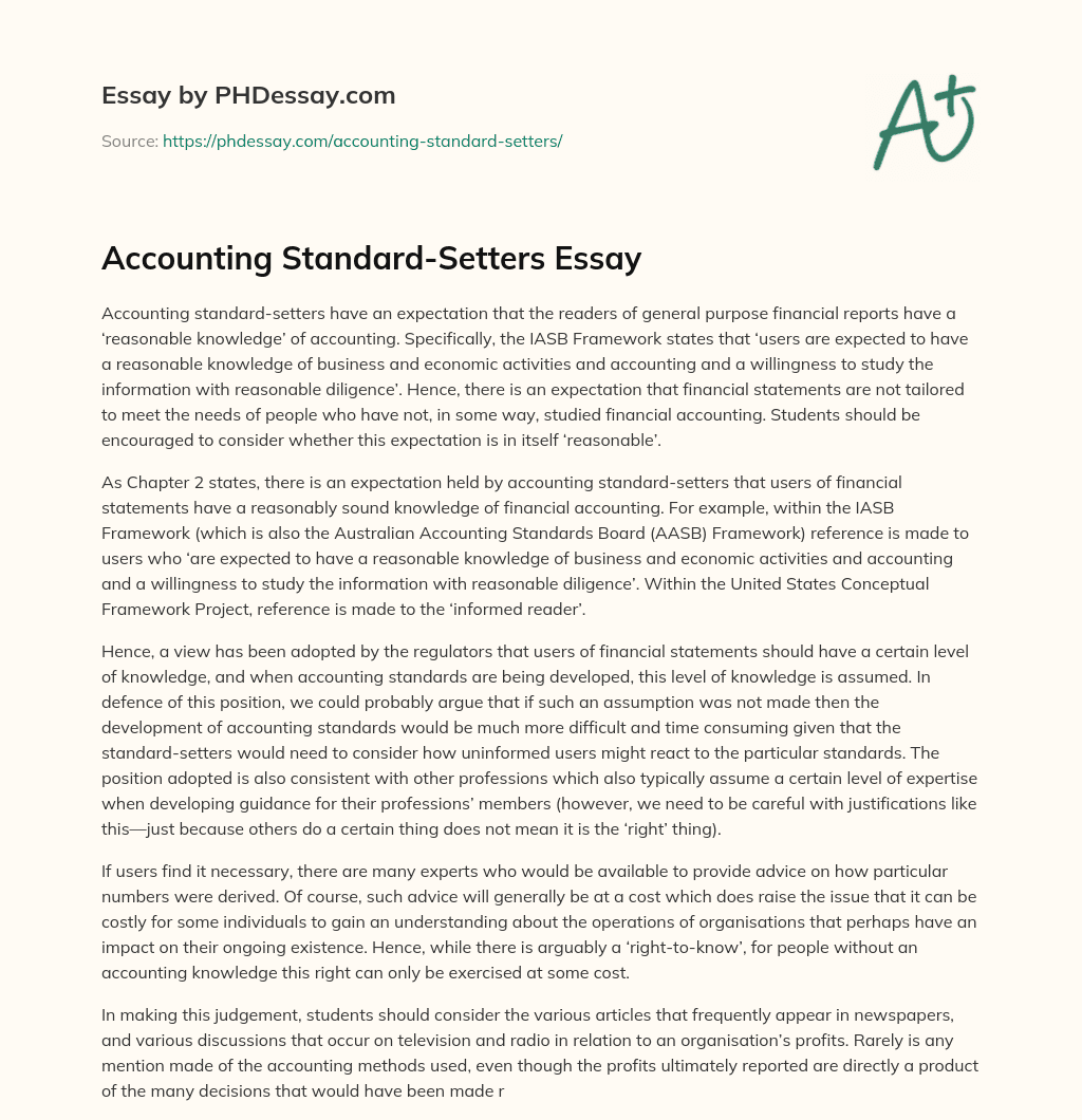 Accounting Standard-Setters Essay essay