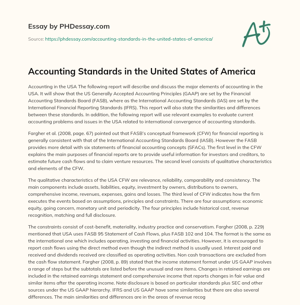 Accounting Standards in the United States of America essay
