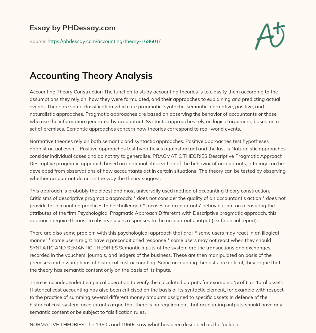 Accounting Theory Analysis essay