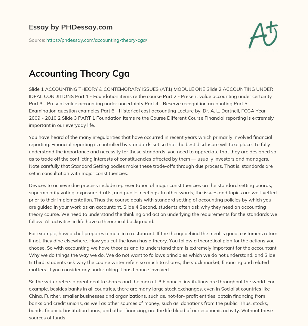 Accounting Theory Cga essay