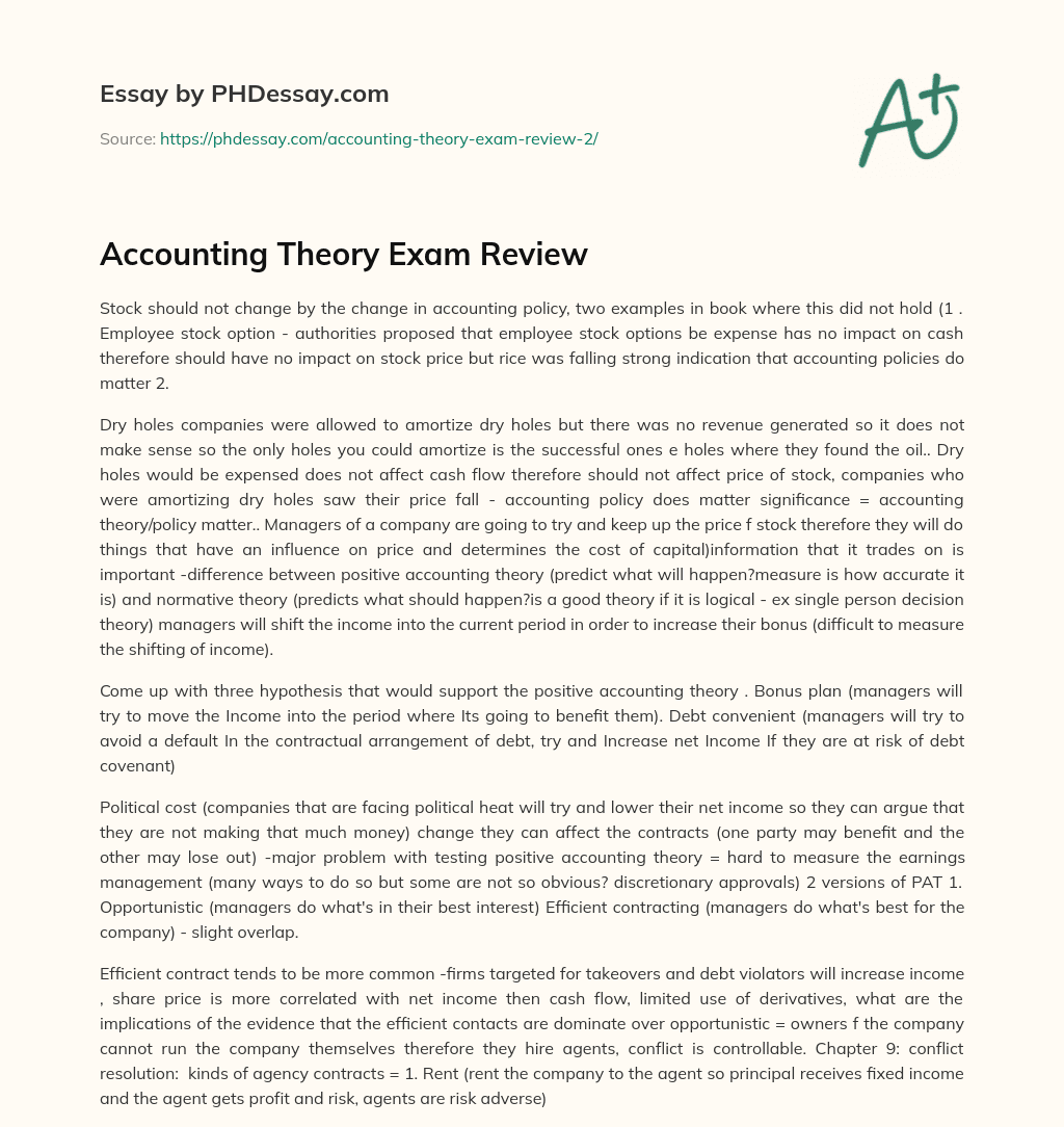 Accounting Theory Exam Review essay