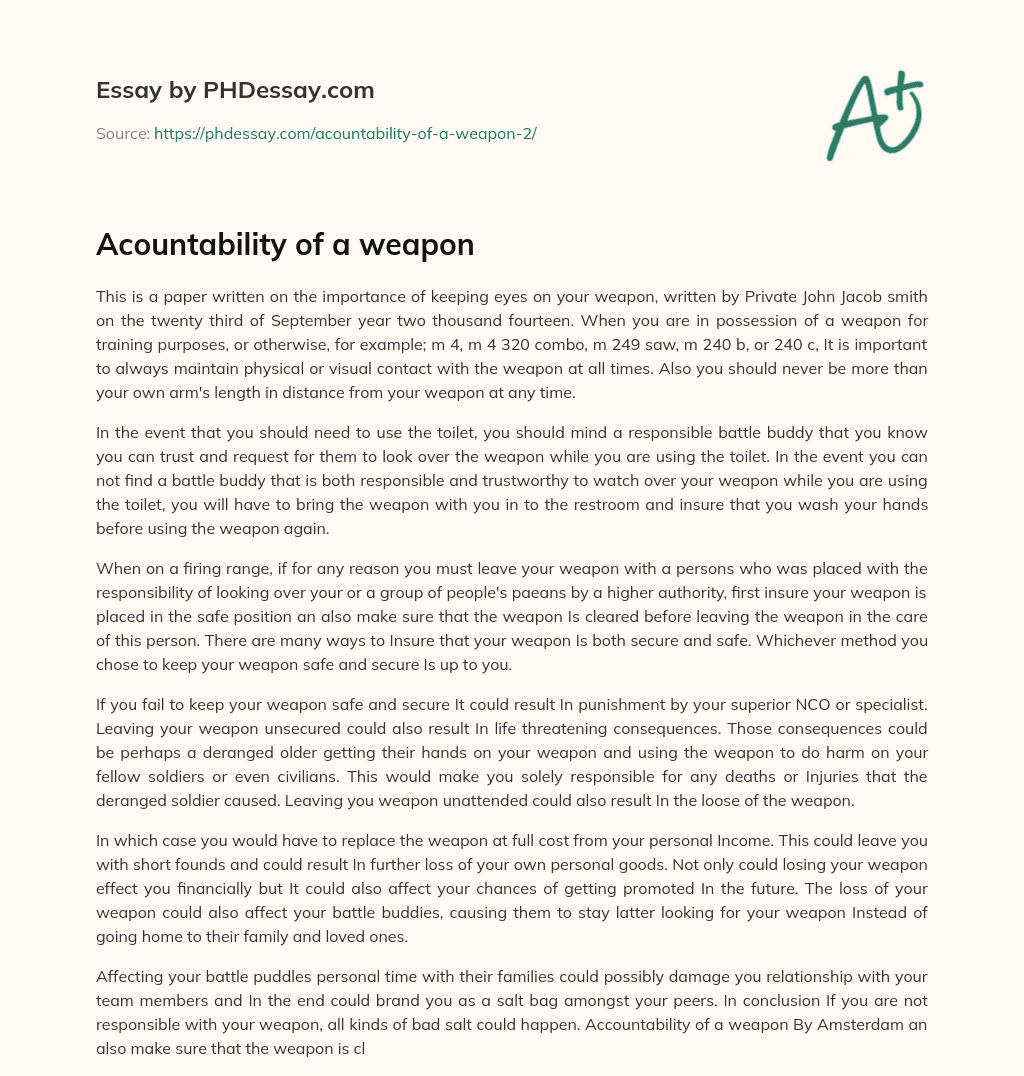 Acountability of a weapon essay
