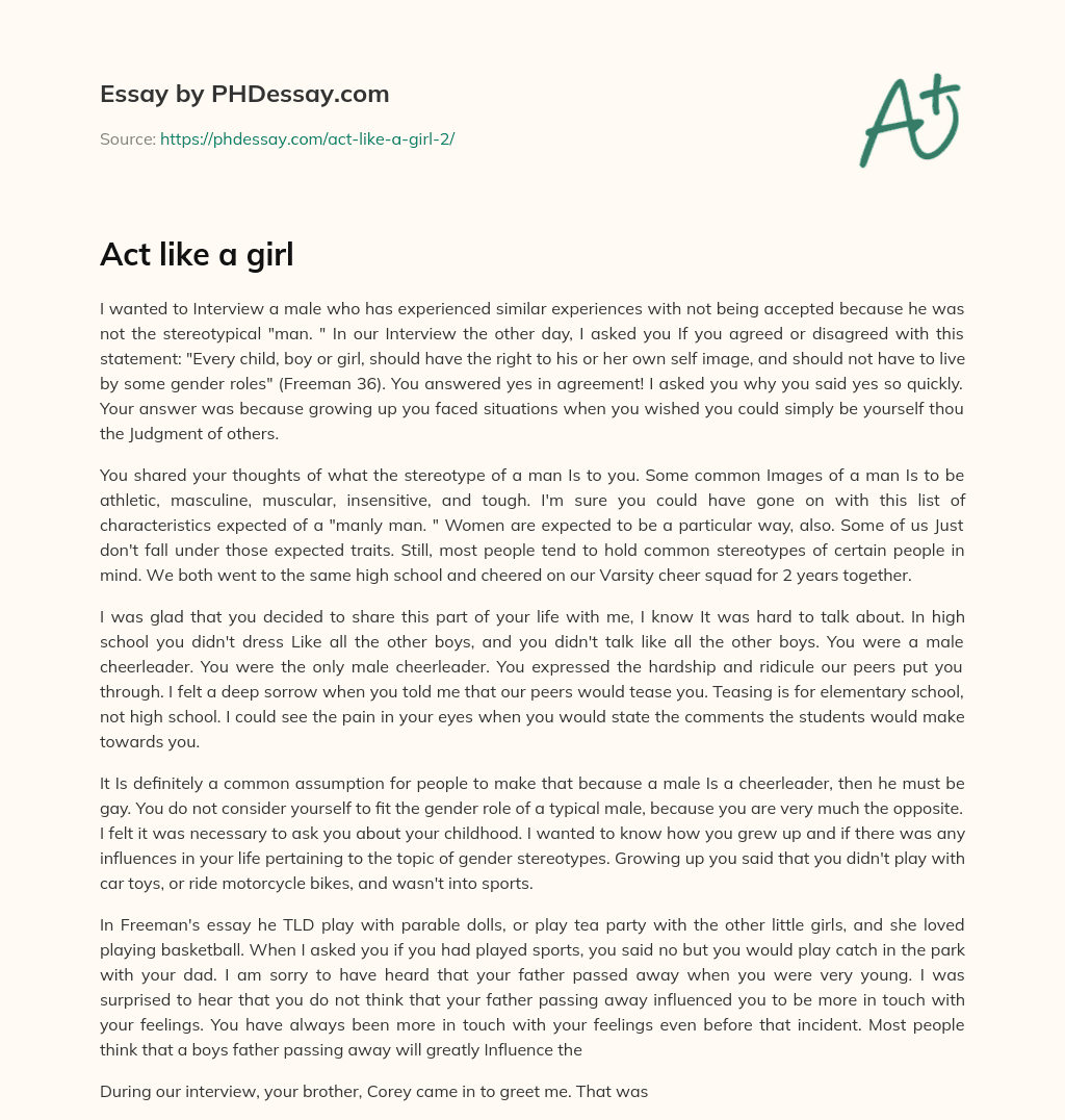 Act like a girl essay
