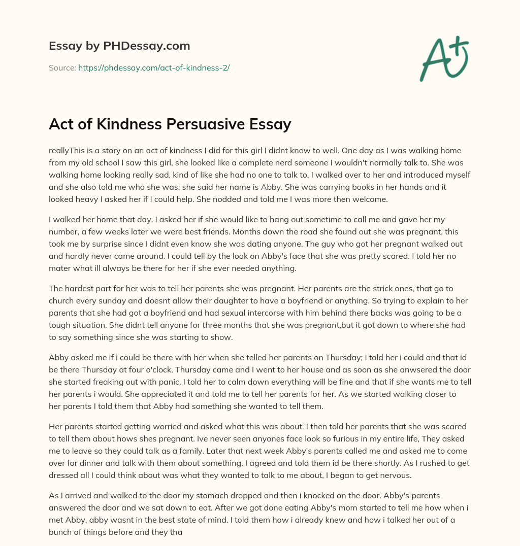 Act of Kindness Persuasive Essay essay