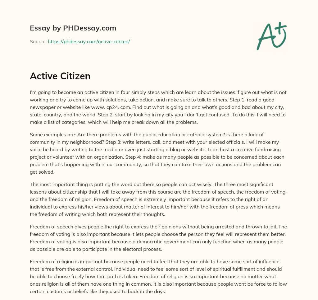 Active Citizen essay