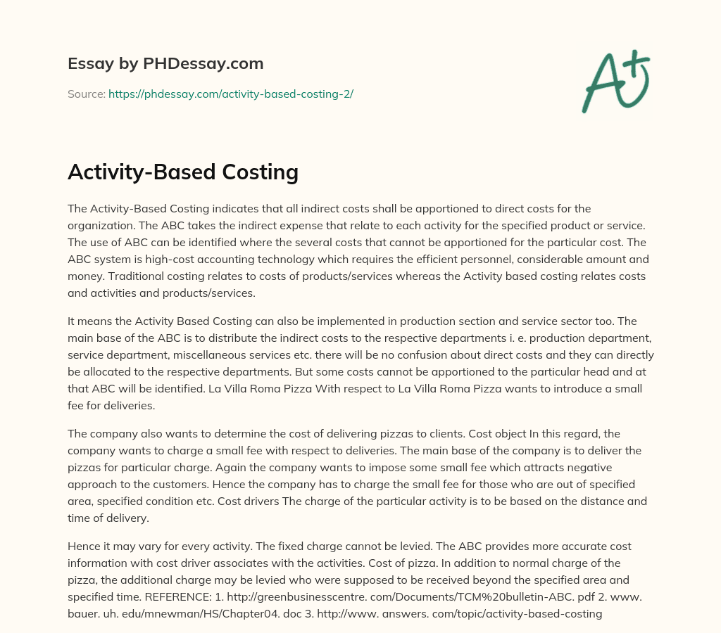 Activity-Based Costing essay