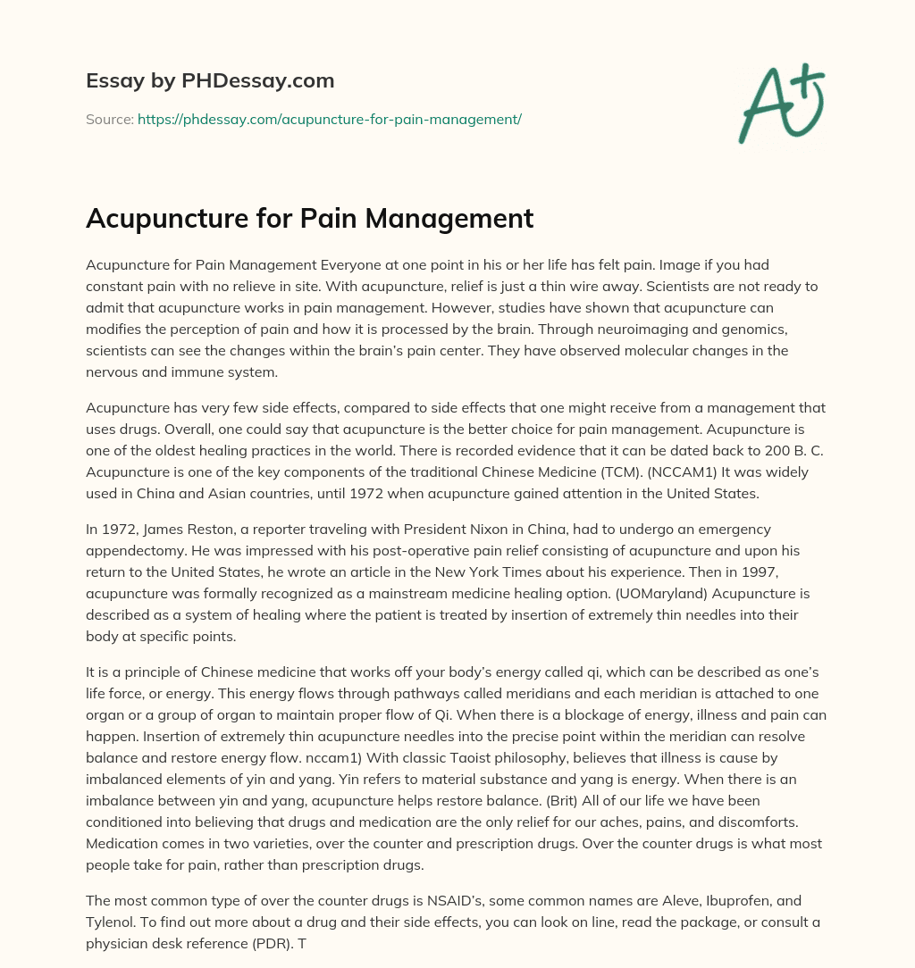 Acupuncture for Pain Management