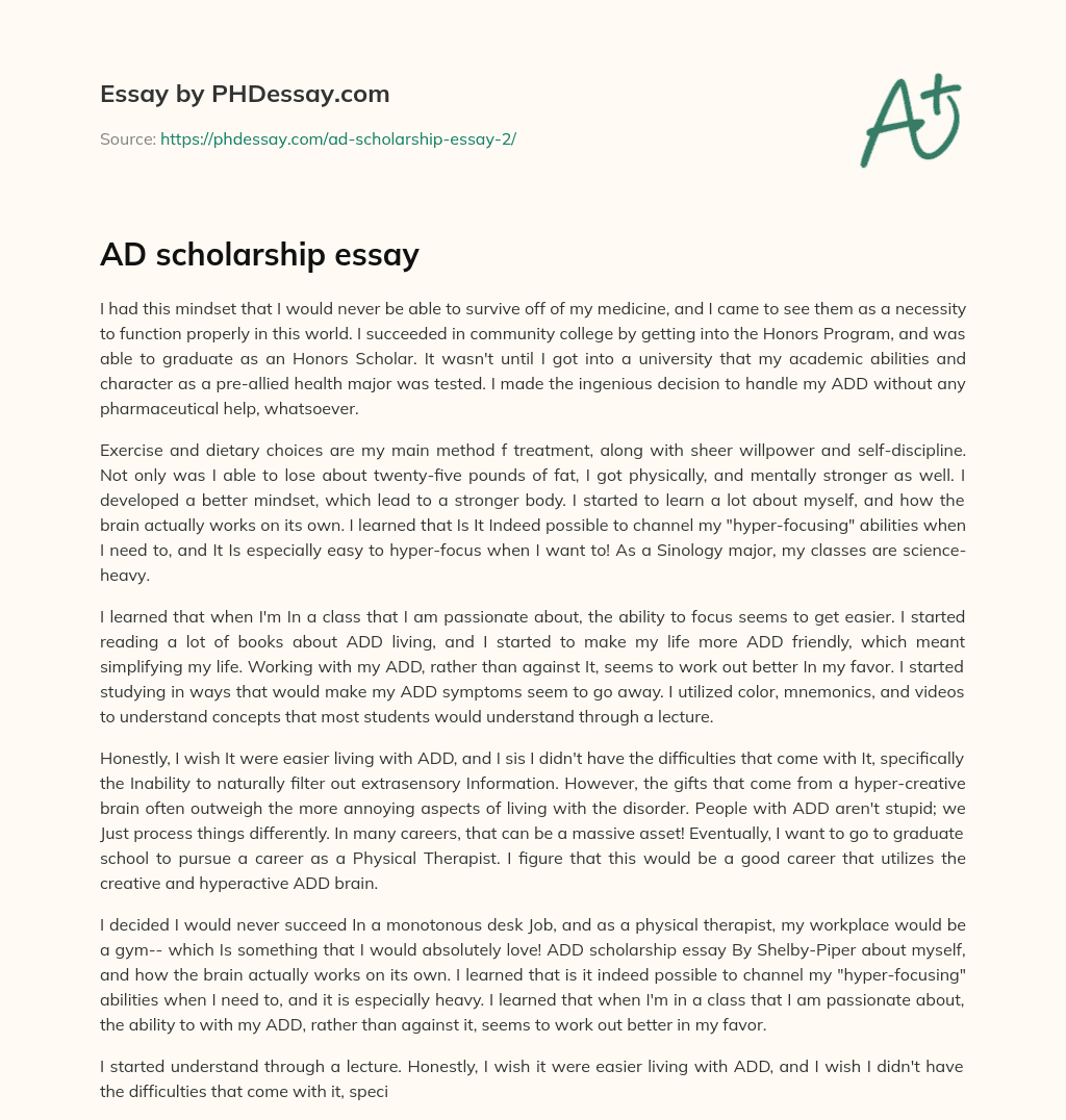 AD scholarship essay essay