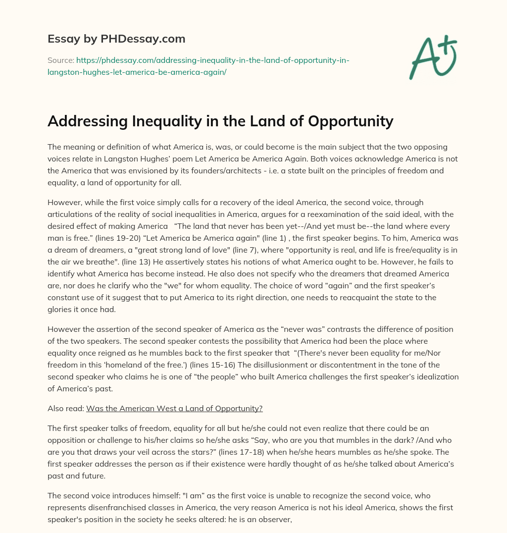 inequality of opportunity essay