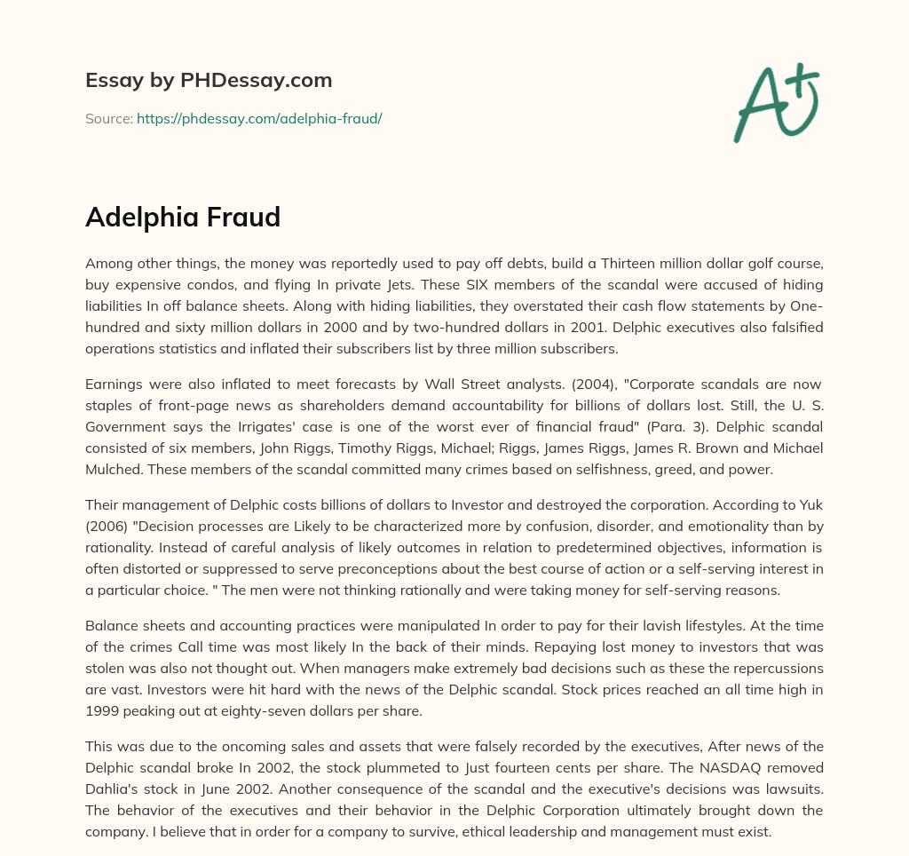 Adelphia Fraud essay