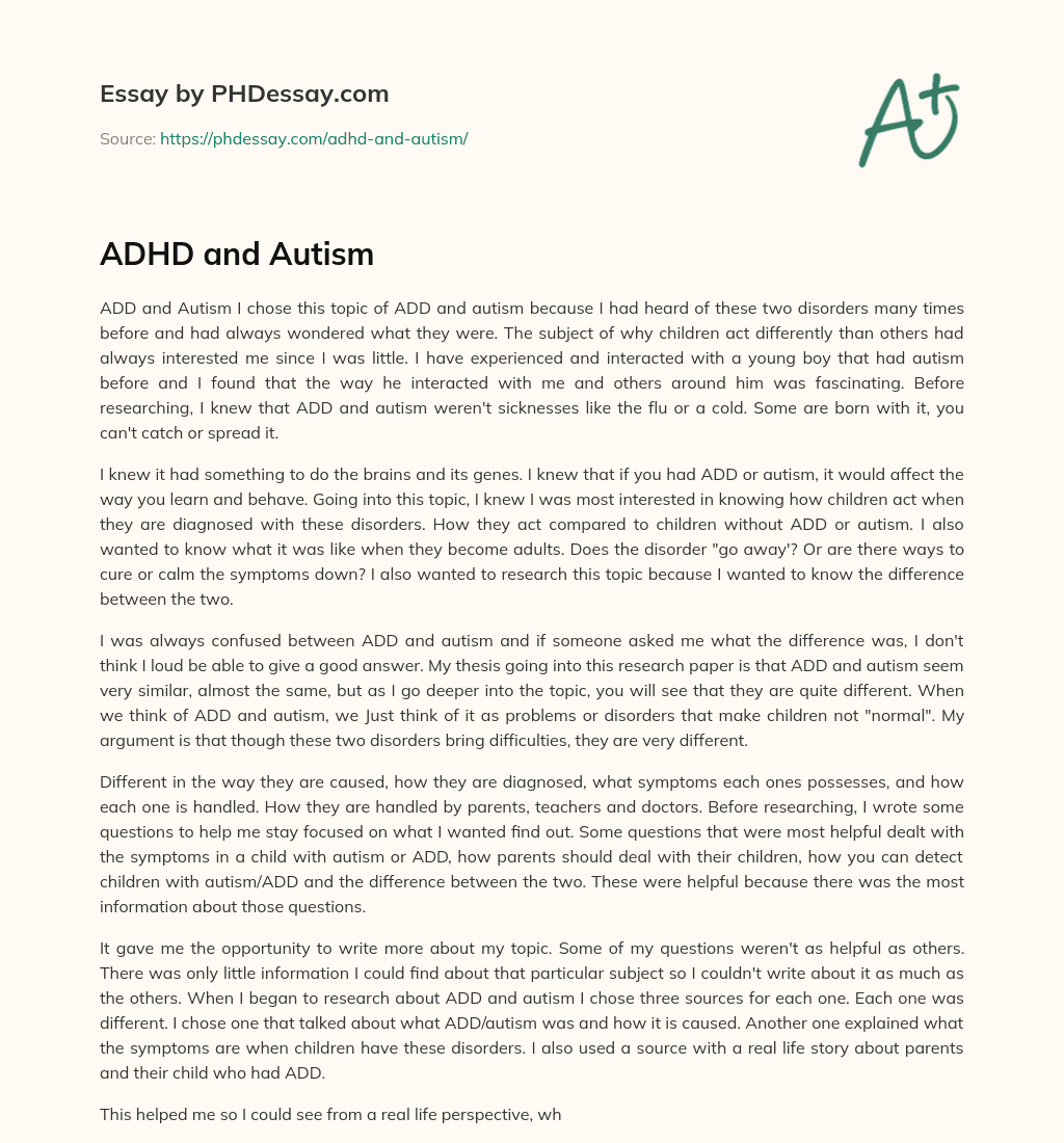 ADHD and Autism essay