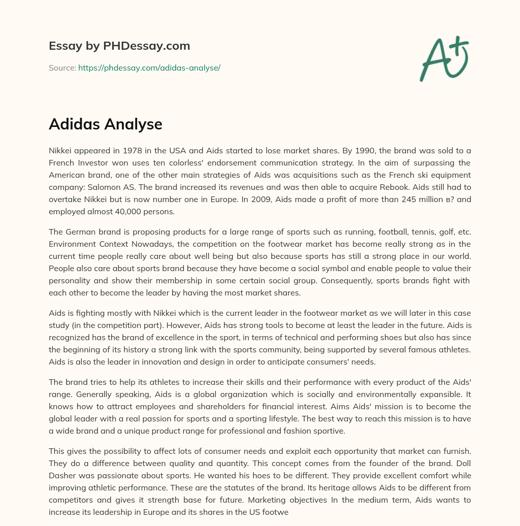 Adidas Analyse essay