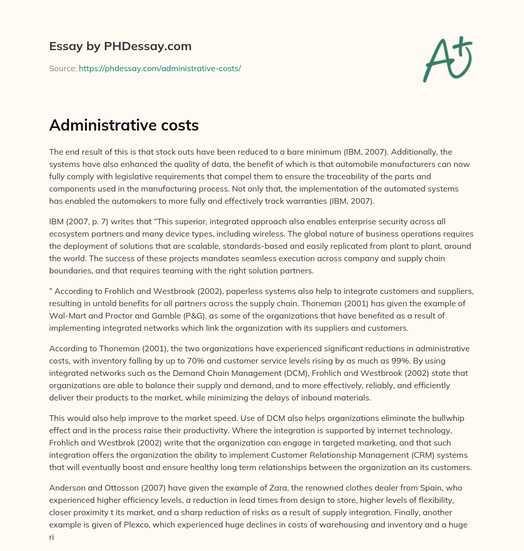 Administrative costs essay