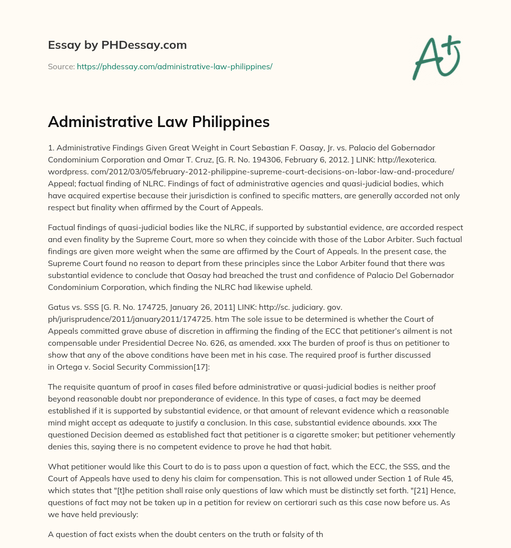 Administrative Law Philippines essay