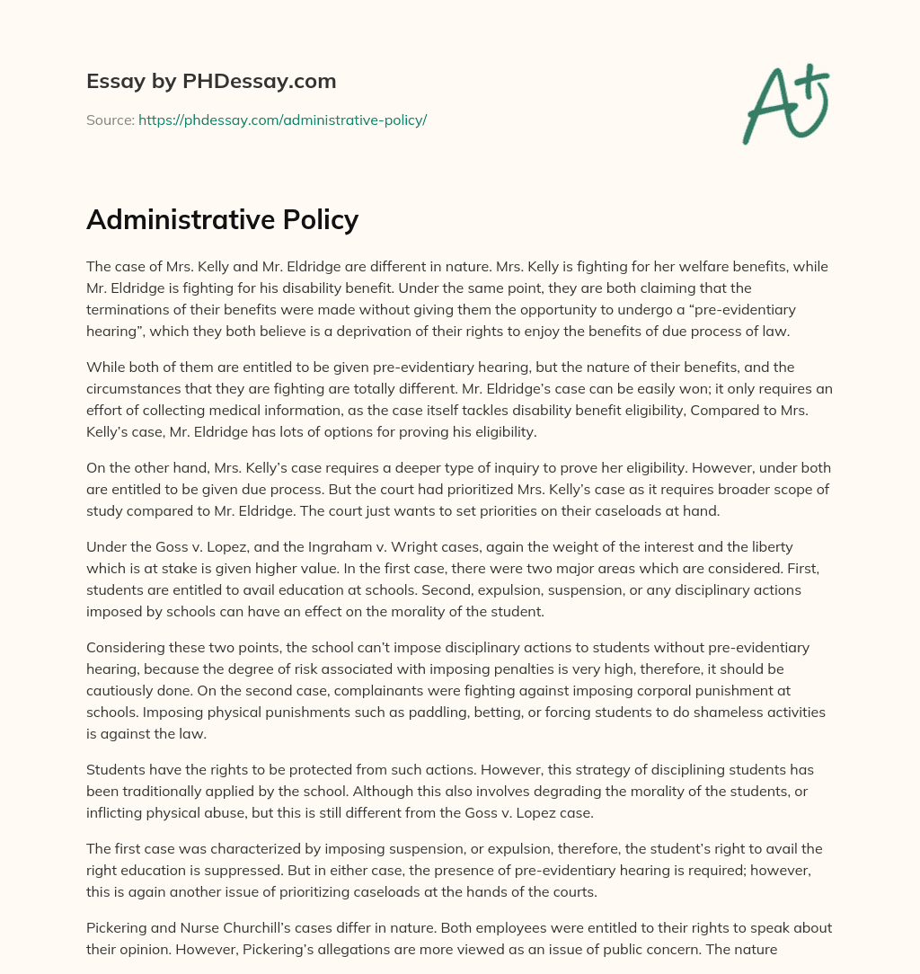 Administrative Policy essay