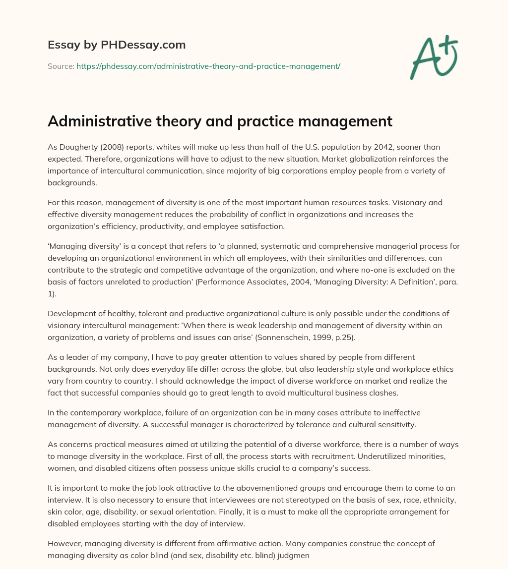 Administrative theory and practice management essay
