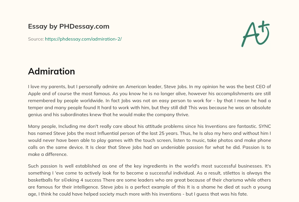 The Influence of Steve Jobs as a Role Model essay