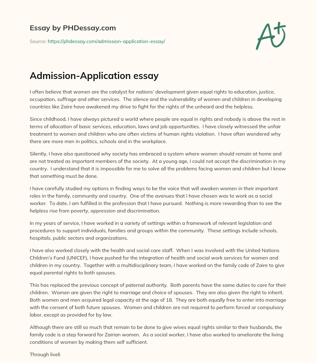 Admission-Application essay essay