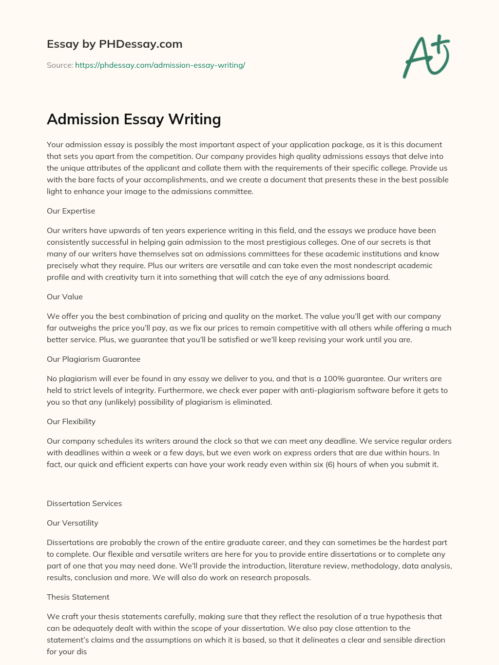 Admission Essay Writing essay