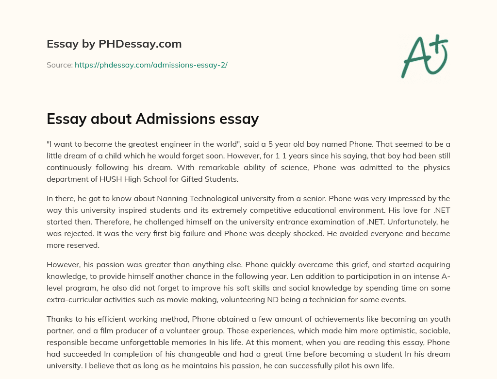 Essay about Admissions essay essay