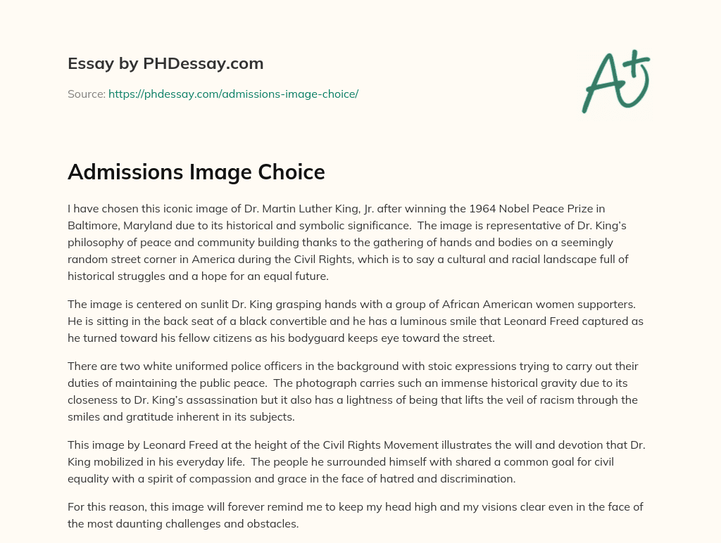 Admissions Image Choice essay