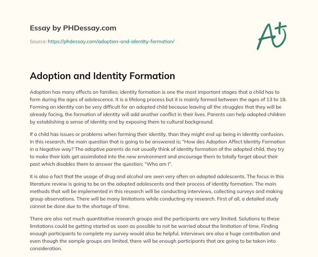 Adoption and Identity Formation essay