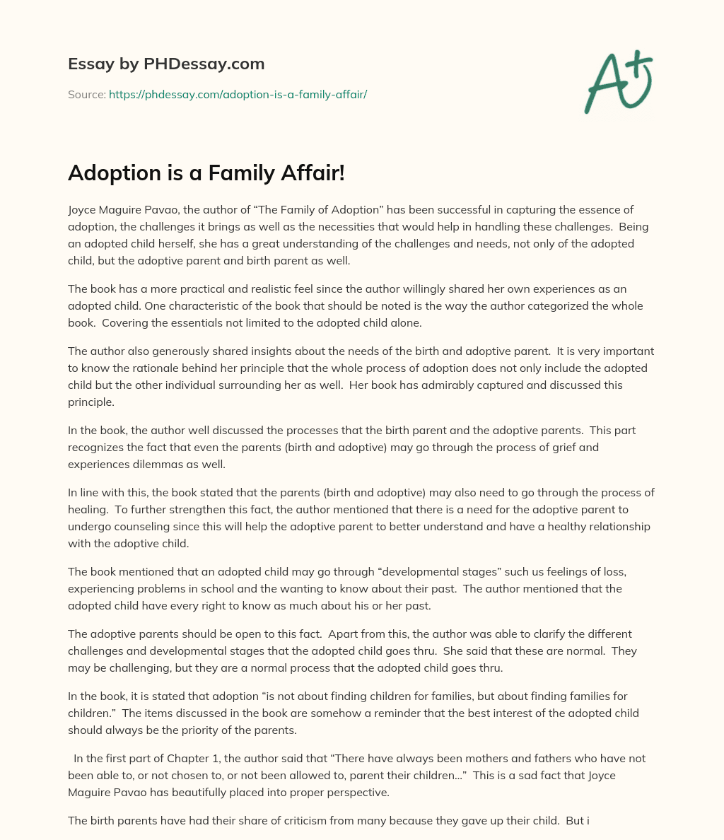 Adoption is a Family Affair! essay