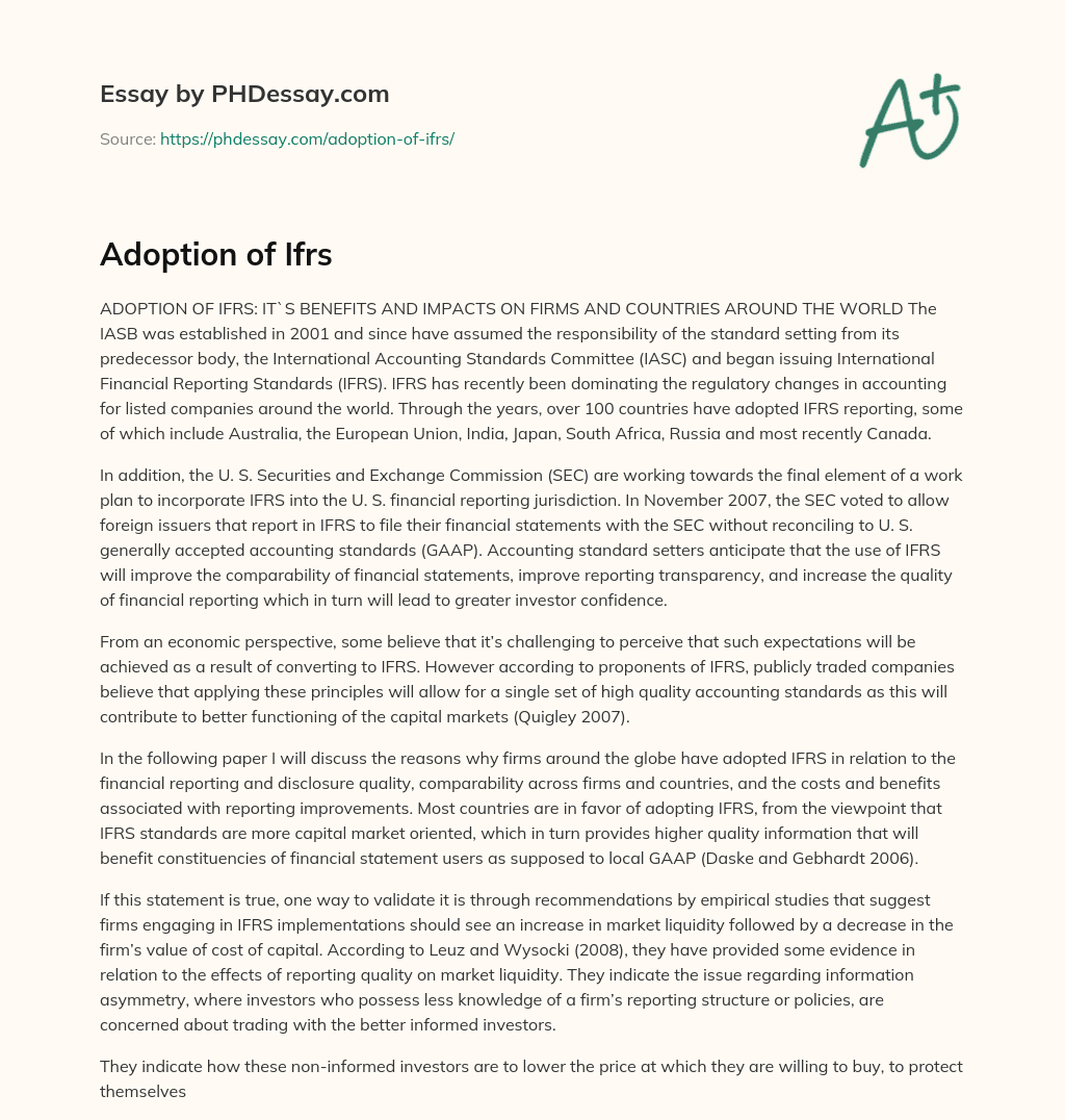 Adoption of Ifrs essay