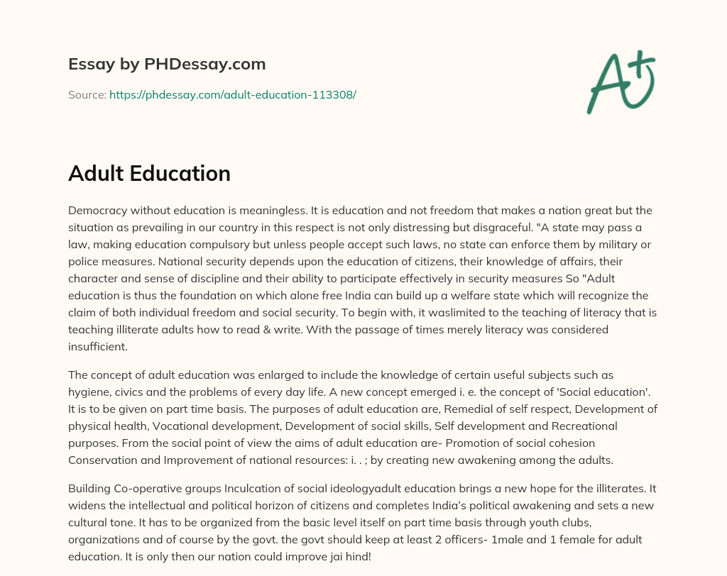 Adult Education essay