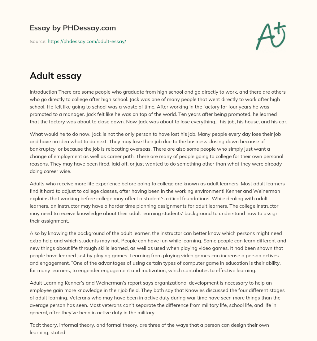 adults essay