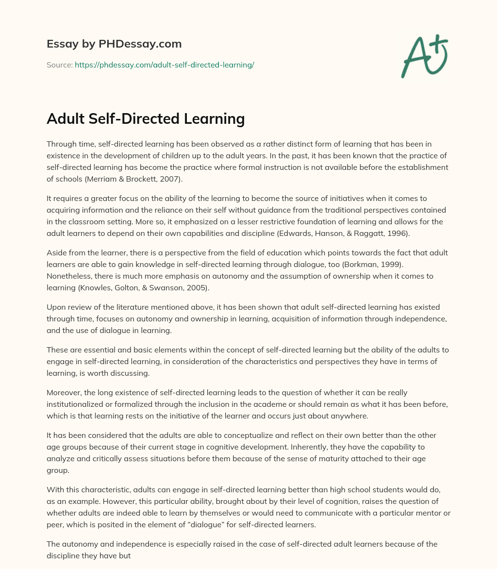 Adult Self-Directed Learning essay