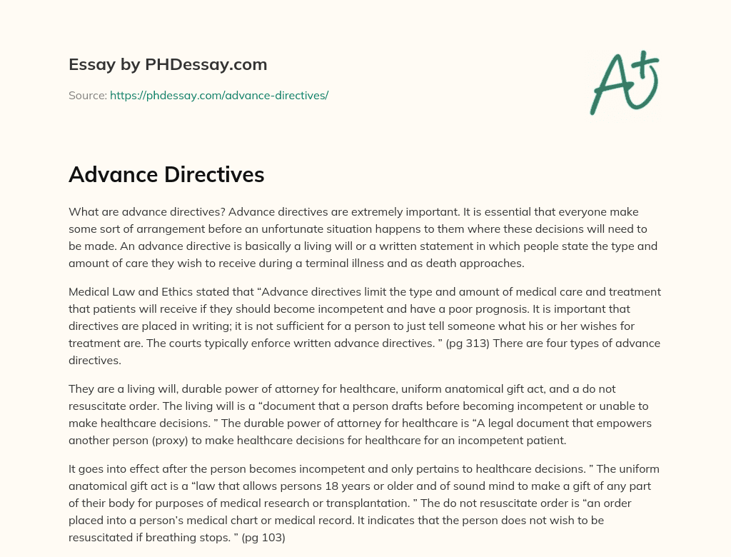 Advance Directives essay