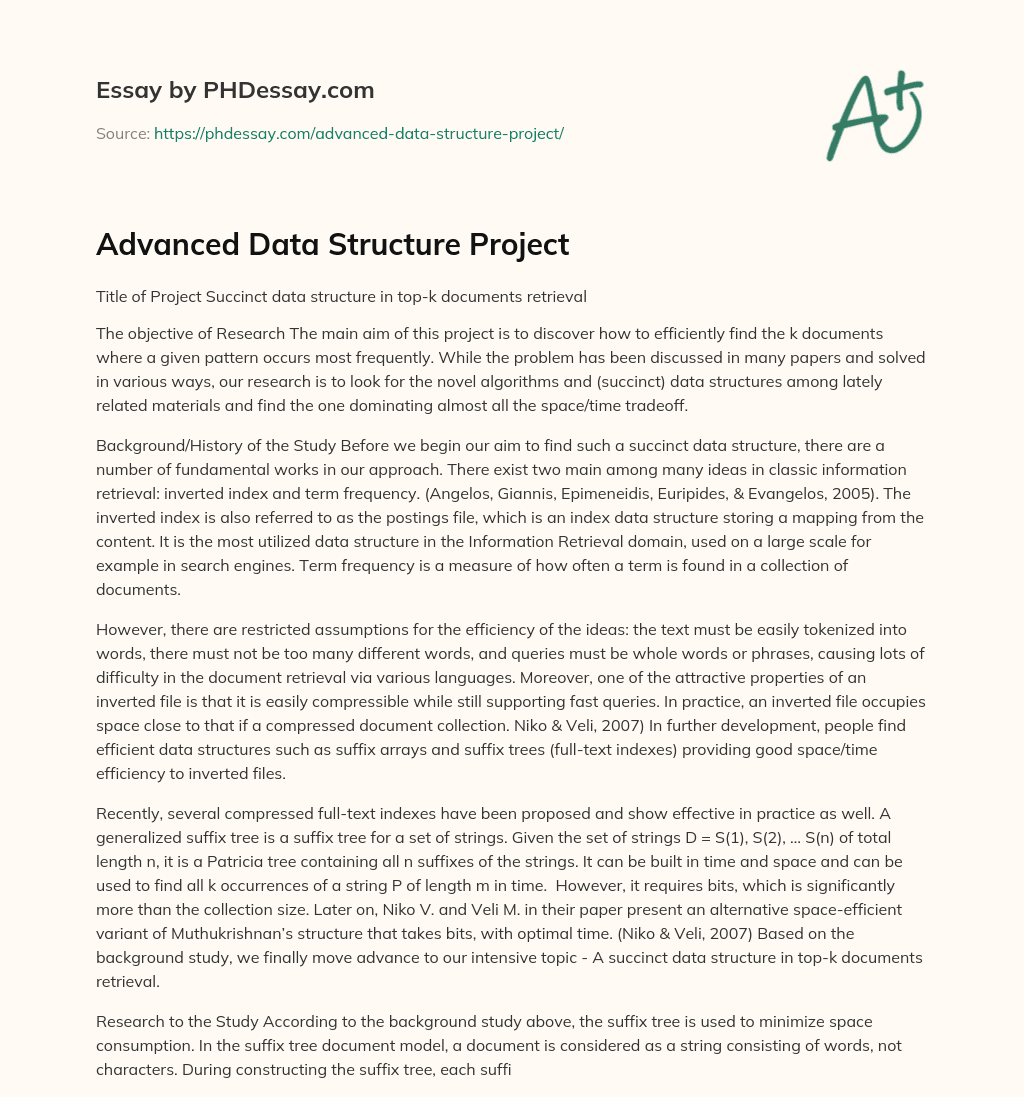 Advanced Data Structure Project - PHDessay.com