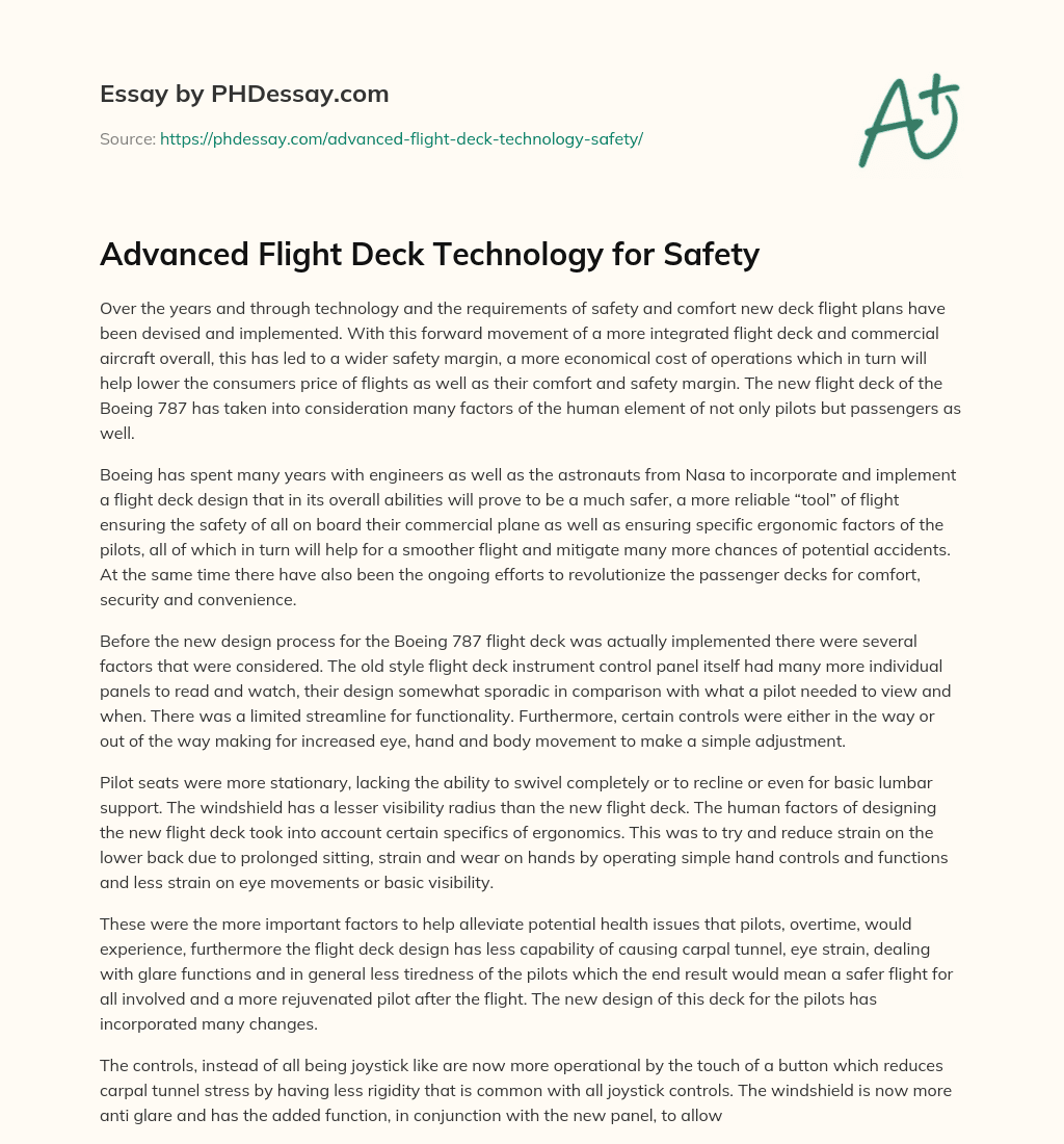 Advanced Flight Deck Technology for Safety essay