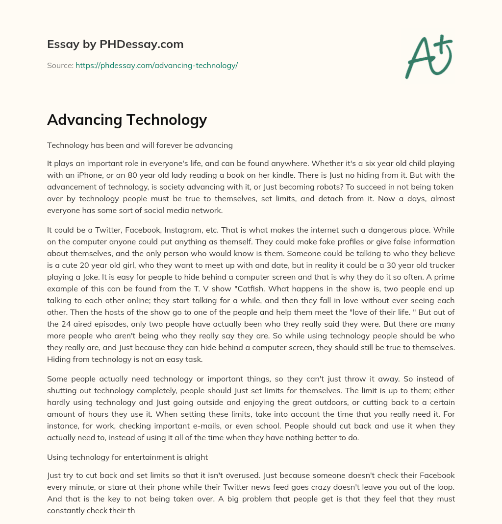 technology advancing essay