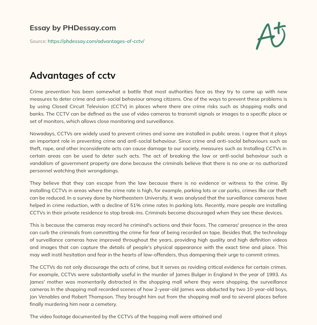 Advantages of cctv essay