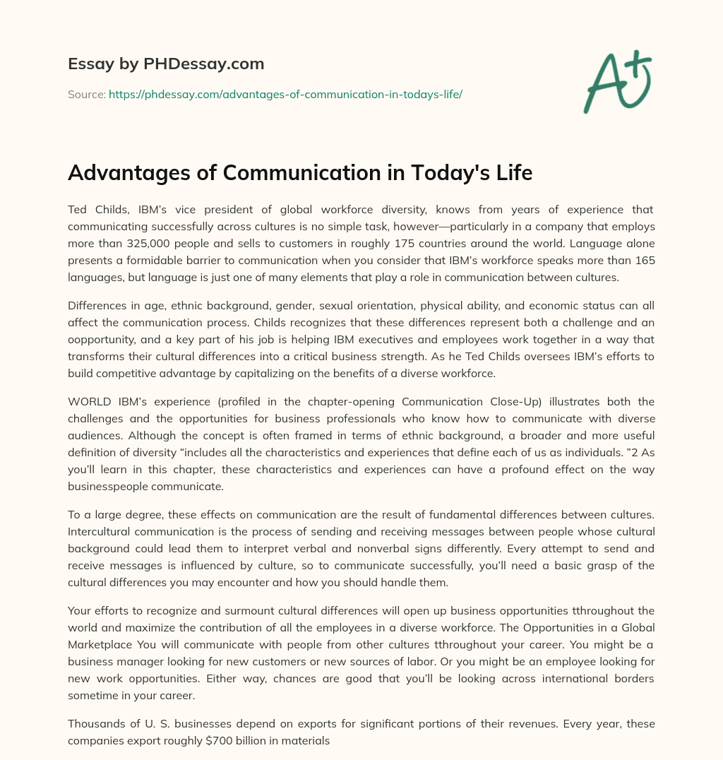 Advantages of Communication in Today’s Life essay