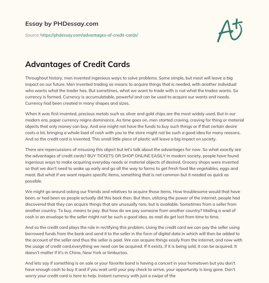 hooked on credit cards essay