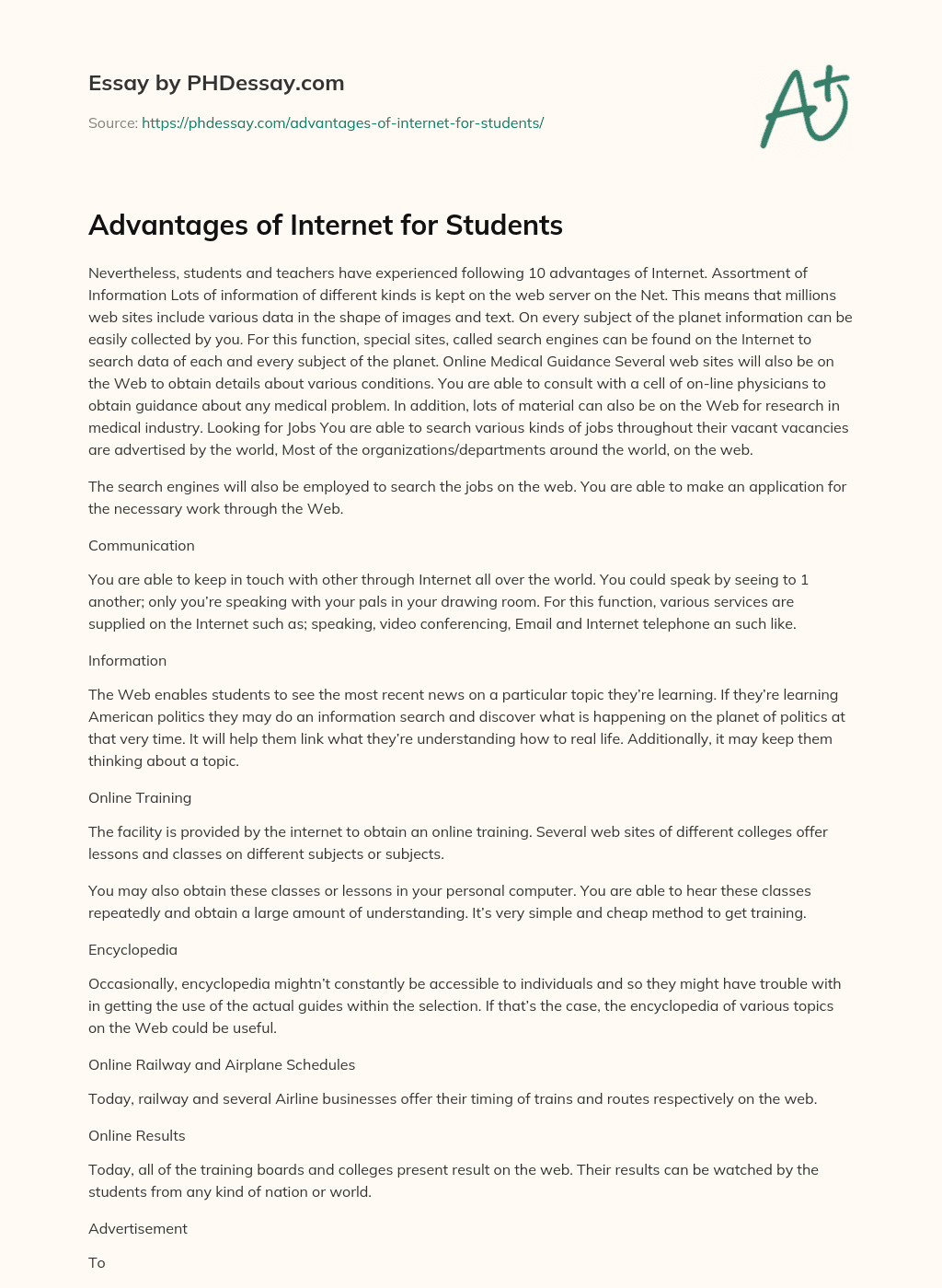 essay writing internet advantages