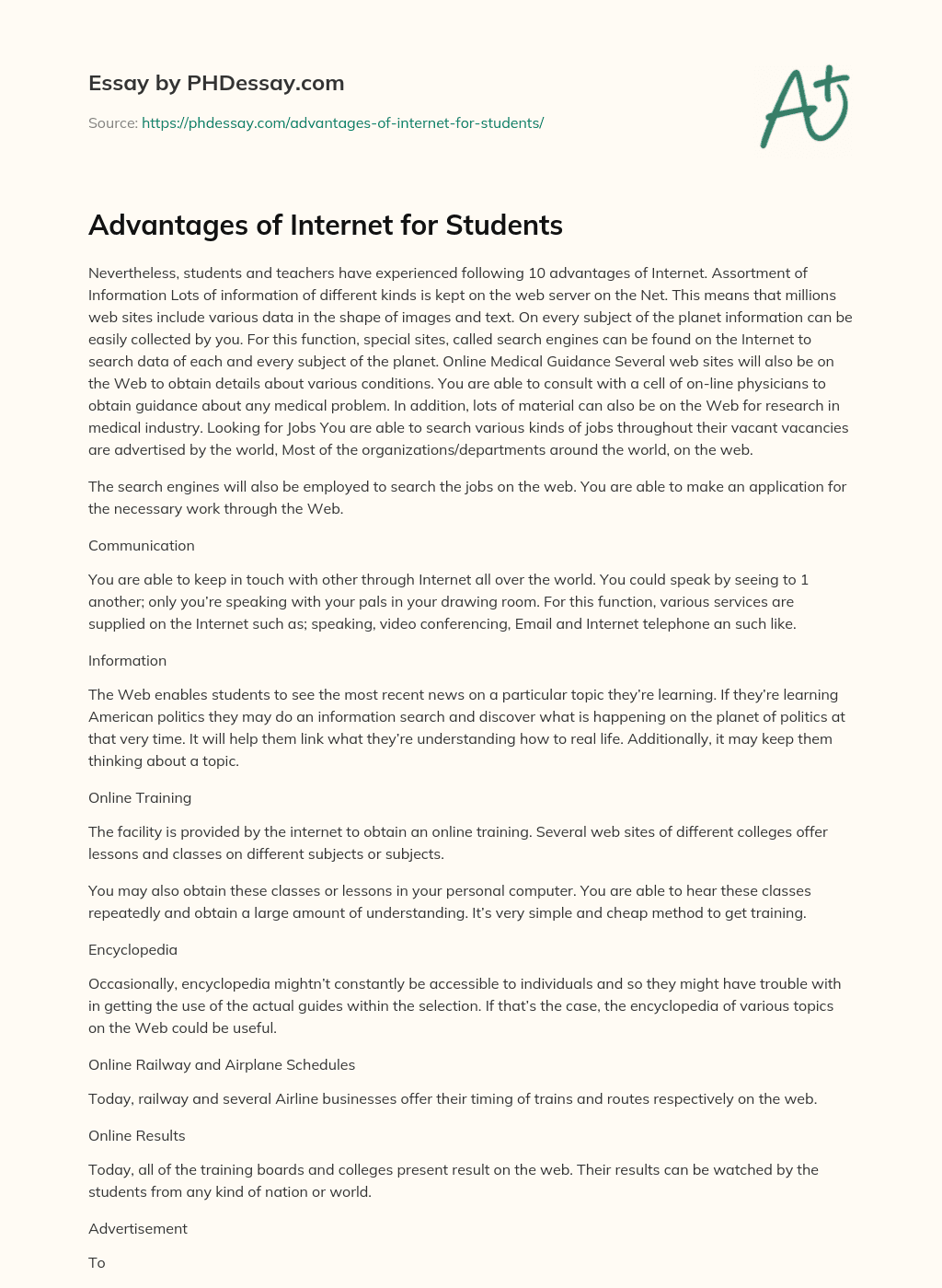 internet for students essay